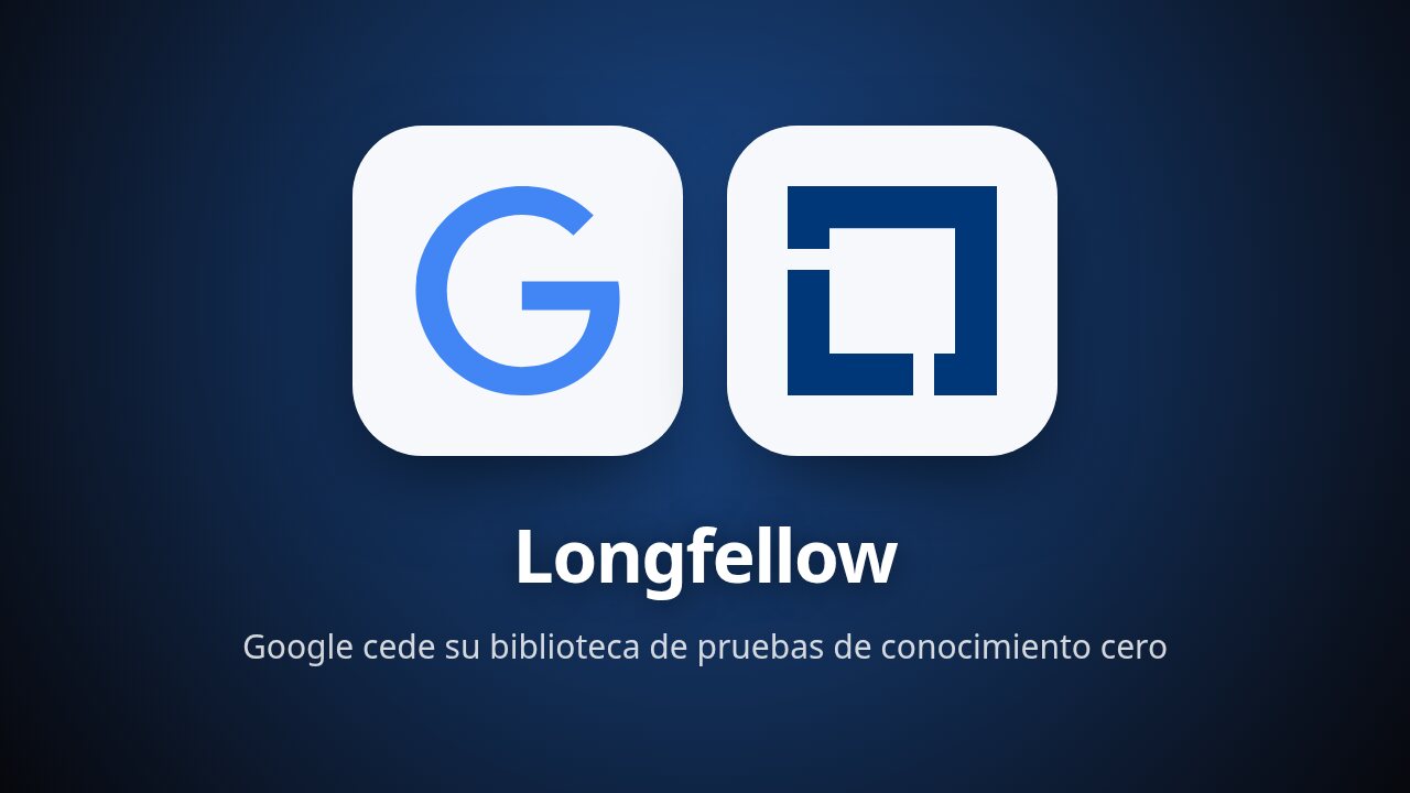 Logotipos de Google y de la Linux Foundation sobre fondo azul, con el nombre Longfellow