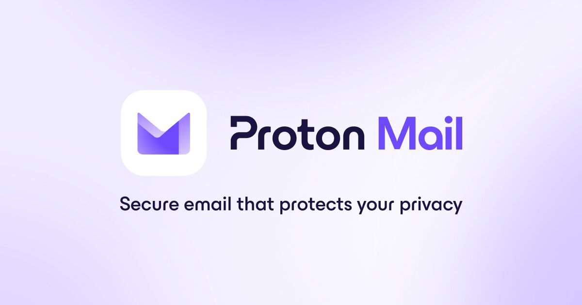Logotipo de Proton Mail con el lema «Secure email that protects your privacy»