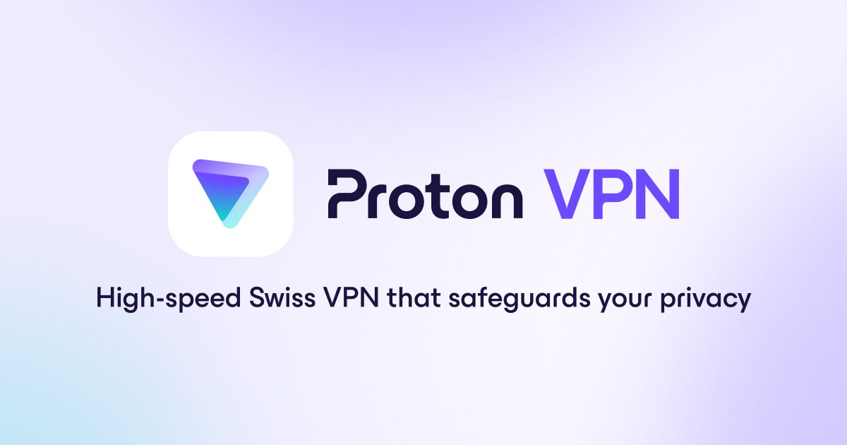 Logotipo de Proton VPN con el lema «High-speed Swiss VPN that safeguards your privacy»