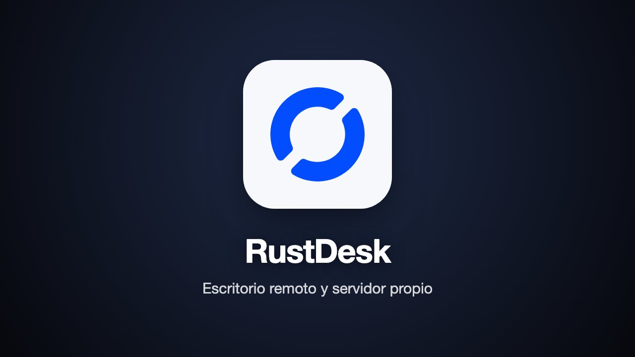 Logotipo de RustDesk sobre fondo oscuro