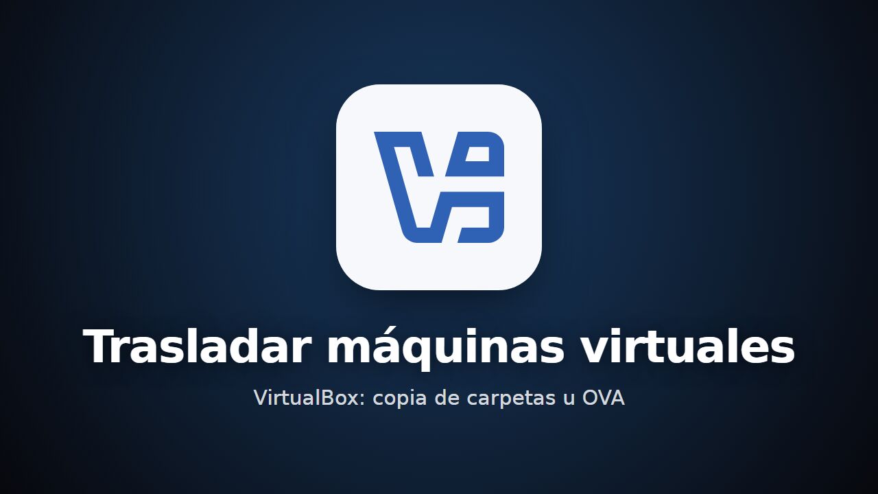 Logotipo de VirtualBox sobre fondo oscuro