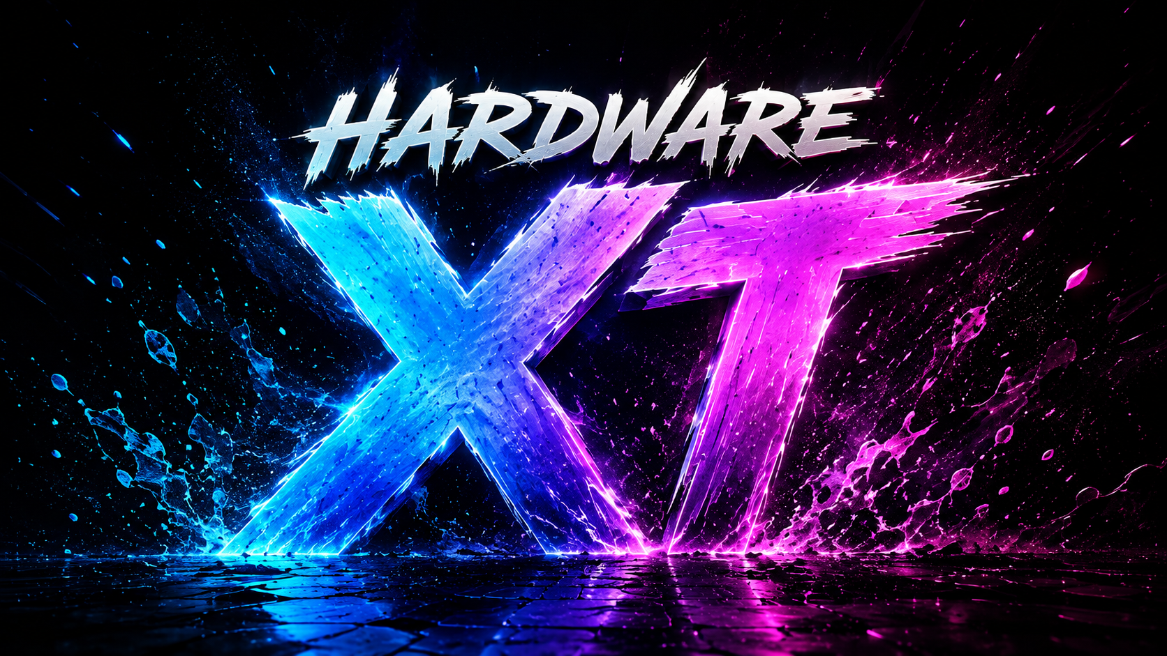 HardwareXT, logo cian y magenta